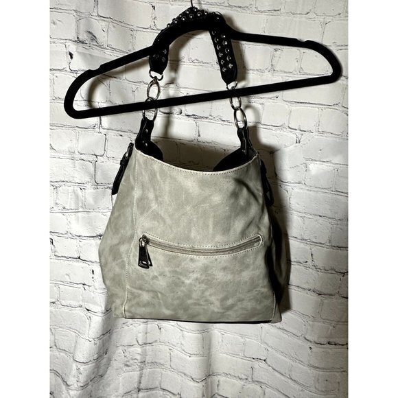 MARC NEW YORK LADIES SHOULDER BAG WITH STUDDED STRAP - GRAY AND BLACK - EUC AND - Picture 7 of 8